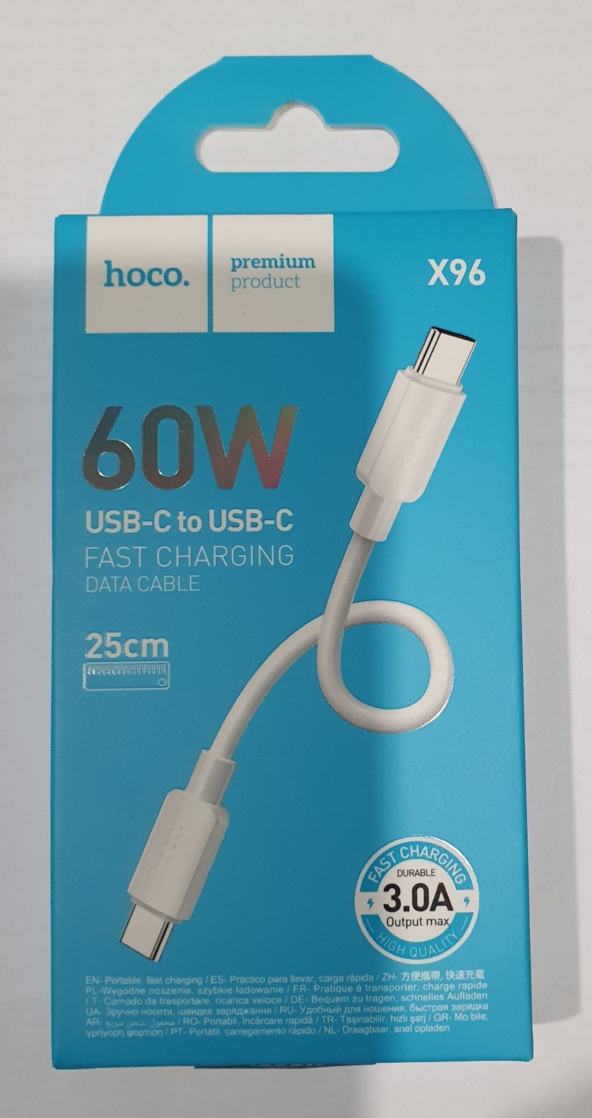 Дата кабель HOCO X96 Type C-Type C 60W 0.25m White
